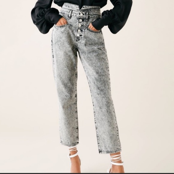 Zara Denim - Zara Jeans Womens SZ 12 The 80s Straight Black Acid NWT High Rise Slim Fit